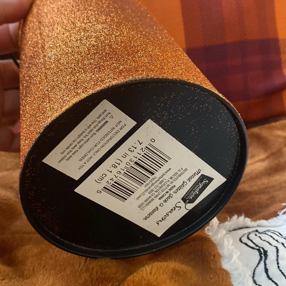 NWT METAL OBLONG SPARKLY JACK O LANTERN BUCKET